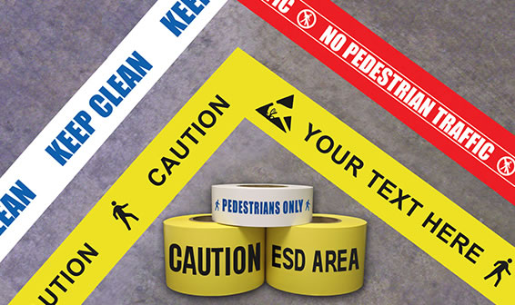 Labelled floor sign tape